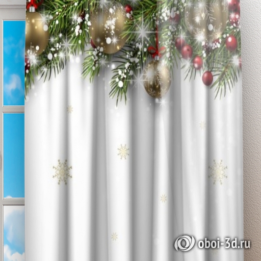 Фотошторы «Веточки омелы с бриллиантами» вид 2