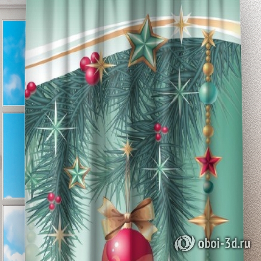 Фотошторы «Новогодняя композиция» вид 2