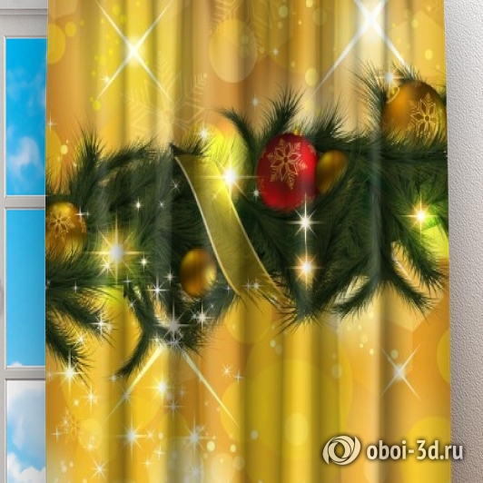Фотошторы «Еловая гирлянда» вид 2