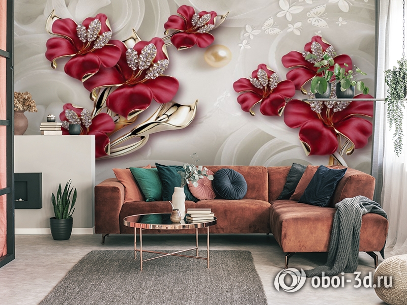 3D Фотообои «Драгоценные лилии» вид 4