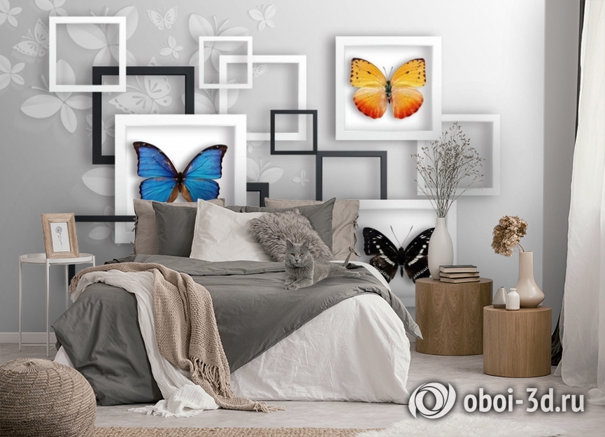 3D Фотообои «Коллекция бабочек» вид 5
