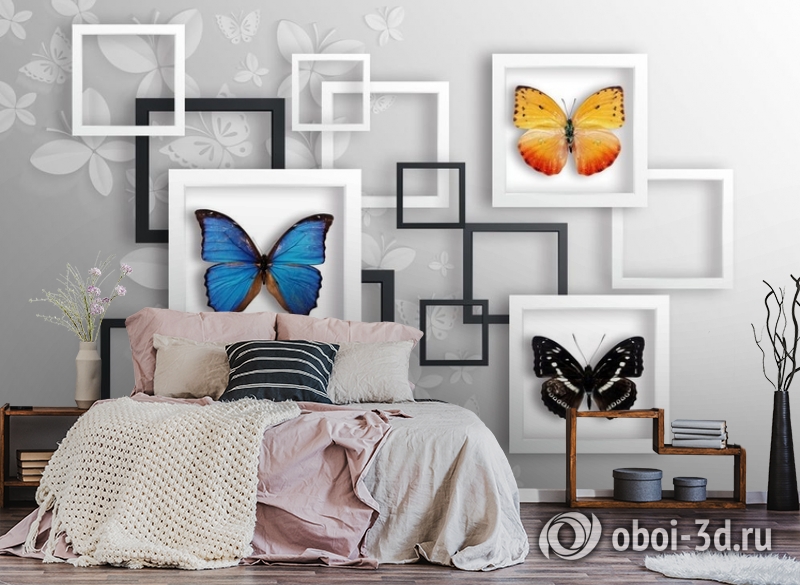 3D Фотообои «Коллекция бабочек» вид 4