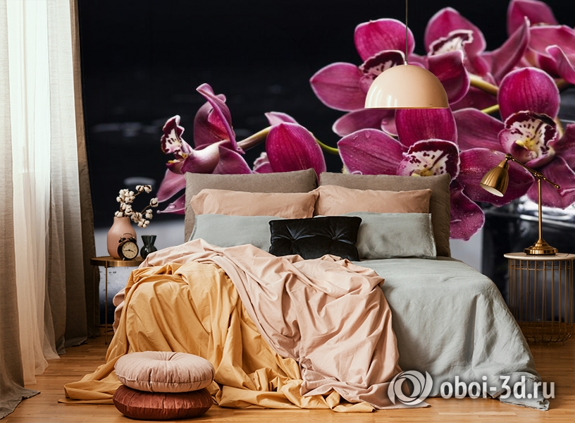  3D Фотообои «Бордовые орхидеи» вид 6