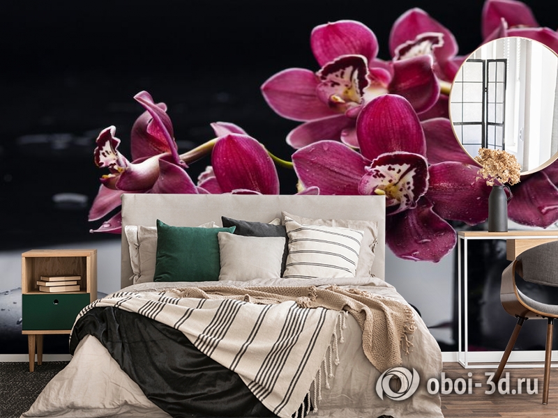  3D Фотообои «Бордовые орхидеи» вид 4
