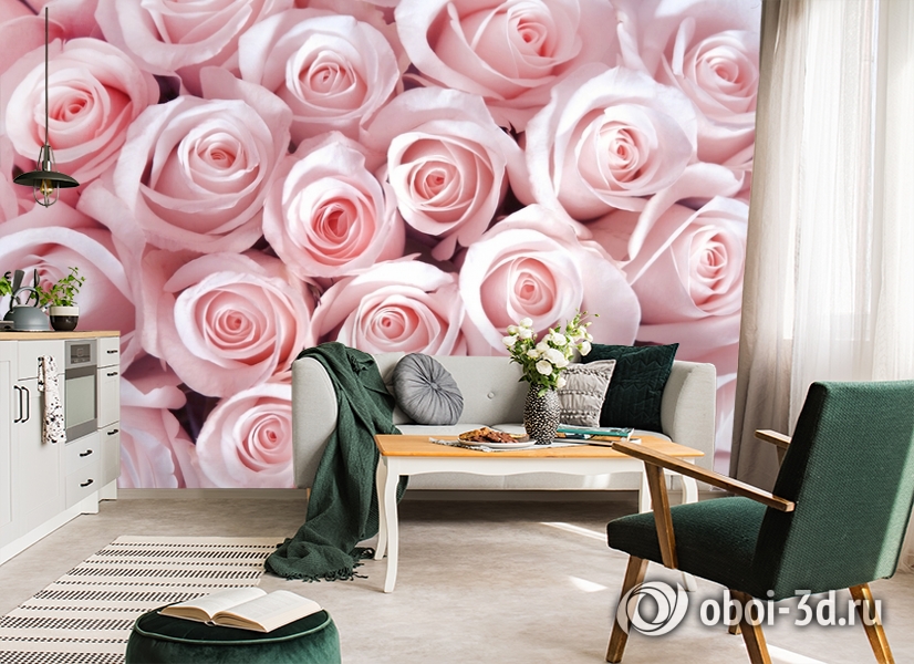 3D Фотообои «Благоухающий букет нежных роз» вид 7