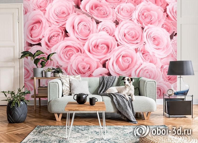 3D Фотообои «Ковер из нежно-розовых роз» вид 8