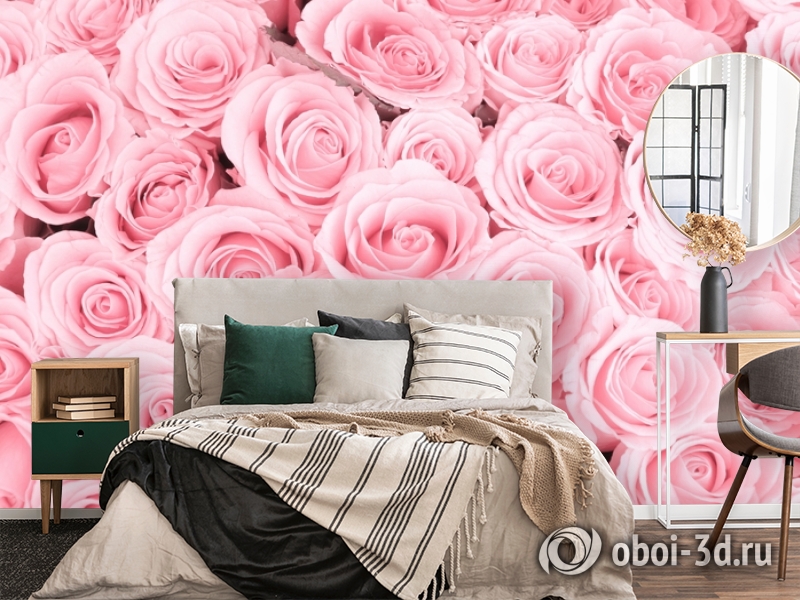 3D Фотообои «Ковер из нежно-розовых роз» вид 4