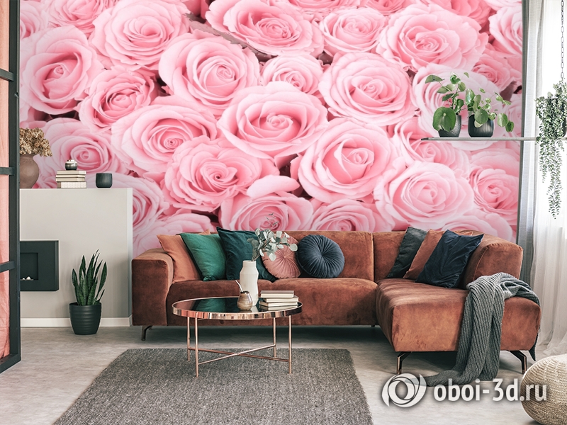 3D Фотообои «Ковер из нежно-розовых роз» вид 3