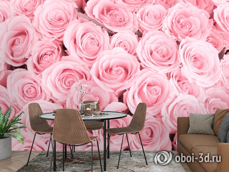 3D Фотообои «Ковер из нежно-розовых роз» вид 2