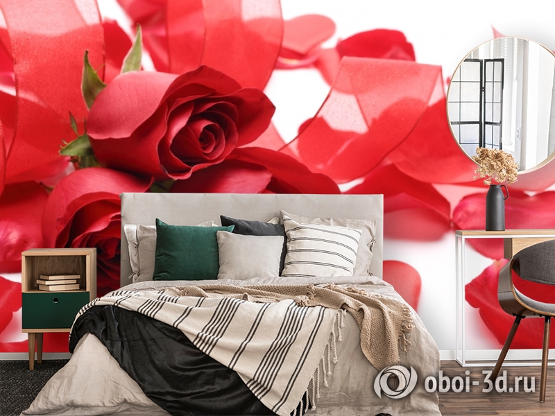 3D Фотообои «Композиция с алыми розами» вид 4