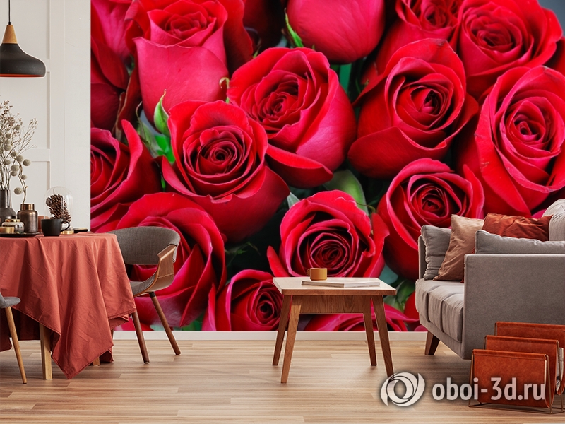 3D Фотообои «Нежные бордовые розы» вид 5
