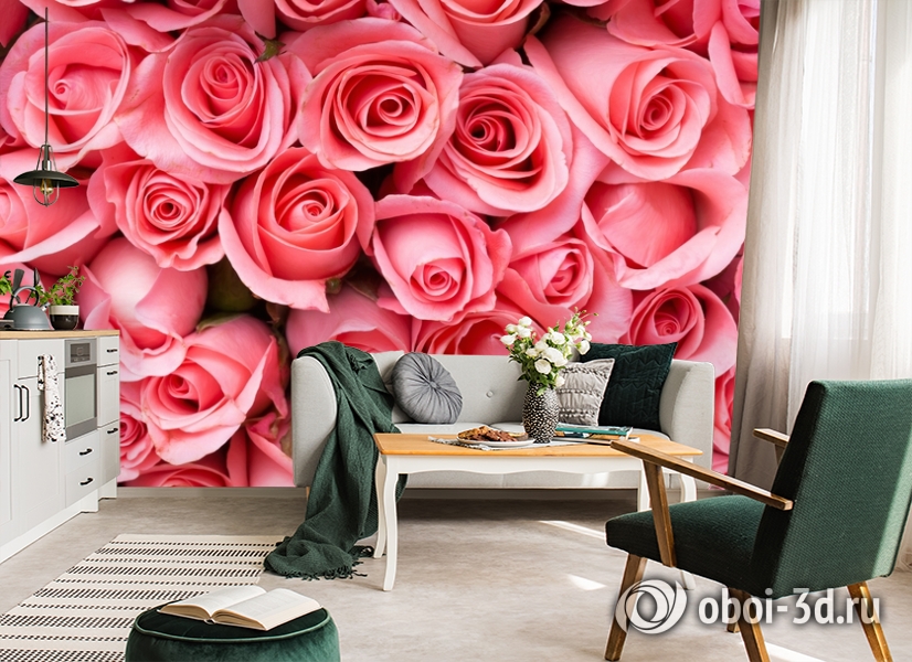 3D Фотообои «Обилие роз» вид 7