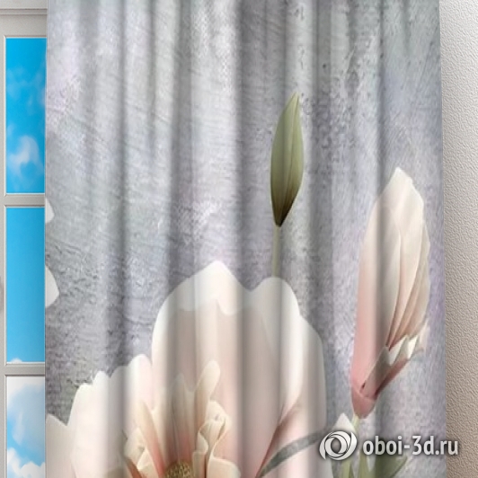 Фотошторы «Букет лотосов на живописном фоне» вид 2