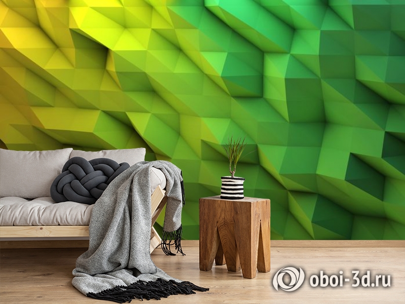 3D Фотообои «Зеленые полигоны» вид 2