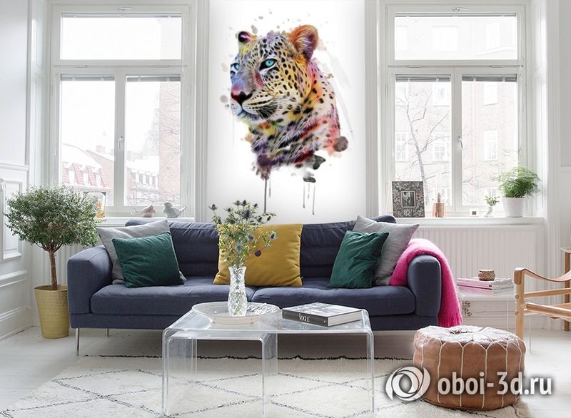 3D Фотообои «Красочный леопард» вид 5