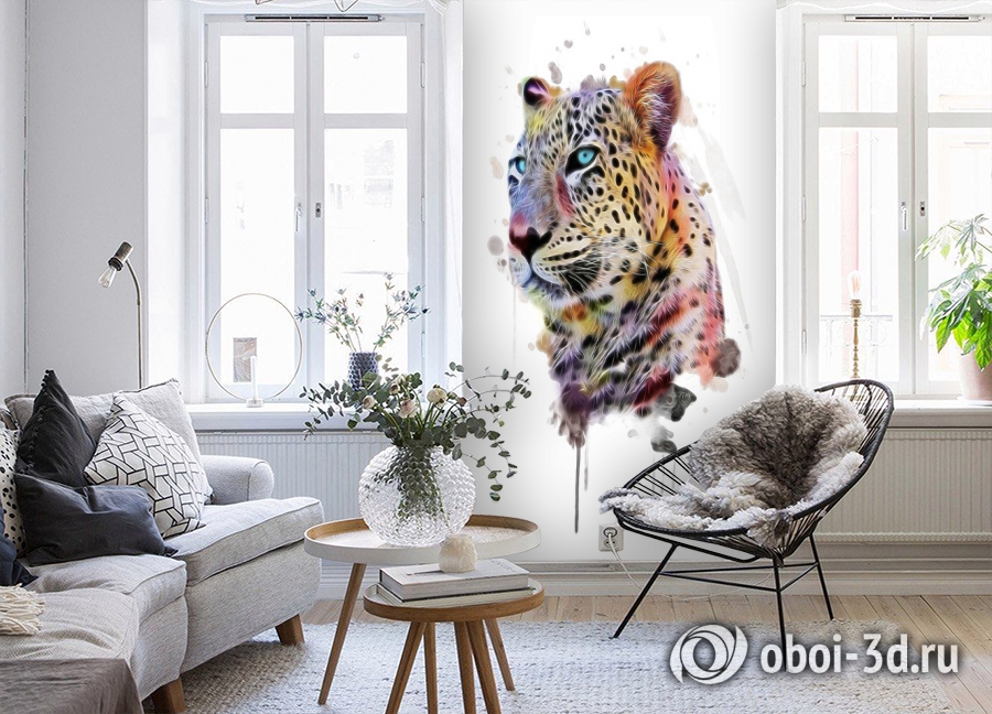 3D Фотообои «Красочный леопард» вид 4