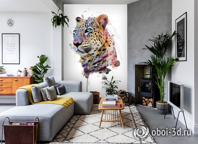 3D Фотообои «Красочный леопард» вид 2