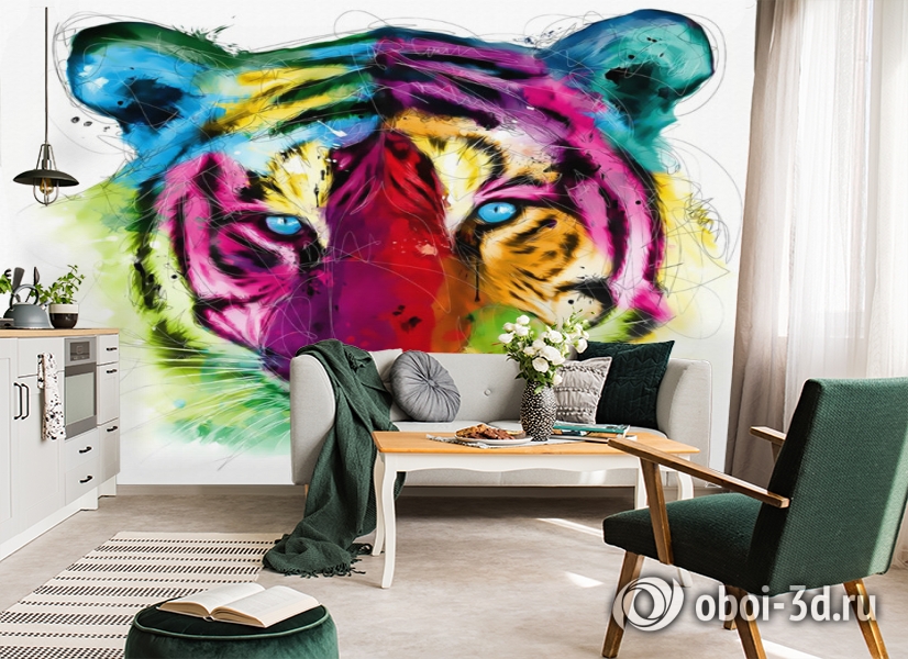 3D Фотообои «Красочный тигр» вид 5