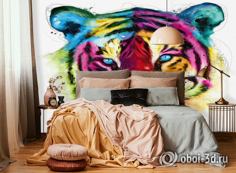 3D Фотообои «Красочный тигр» вид 4