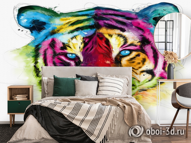3D Фотообои «Красочный тигр» вид 2