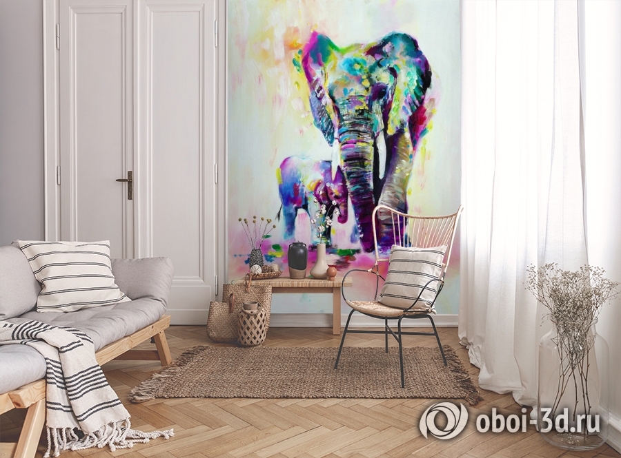 3D Фотообои «Семья слонов» вид 9