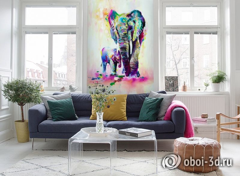 3D Фотообои «Семья слонов» вид 5