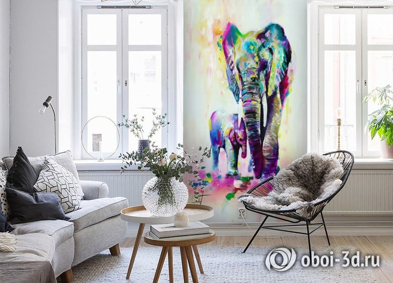 3D Фотообои «Семья слонов» вид 4