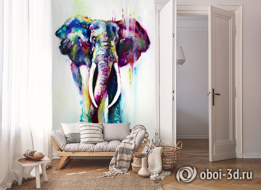 3D Фотообои «Слон акварелью» вид 8