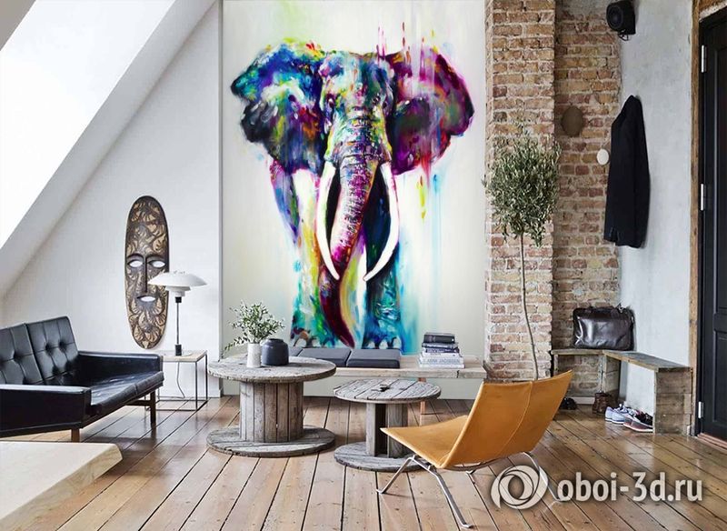 3D Фотообои «Слон акварелью» вид 7