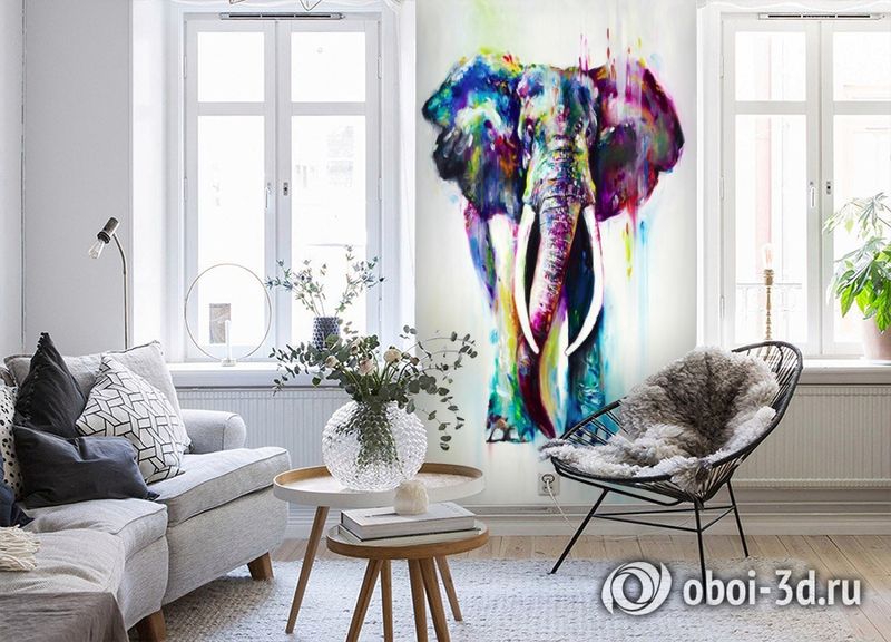 3D Фотообои «Слон акварелью» вид 4
