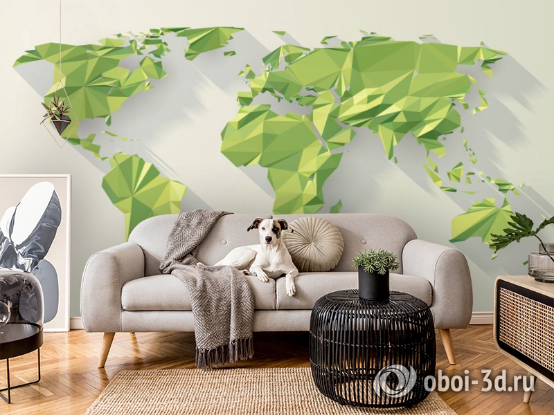 3D Фотообои «Зеленые континенты из полигонов» вид 7