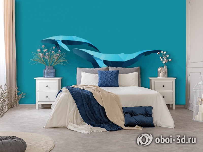 3D Фотообои «Полигональные киты» вид 5