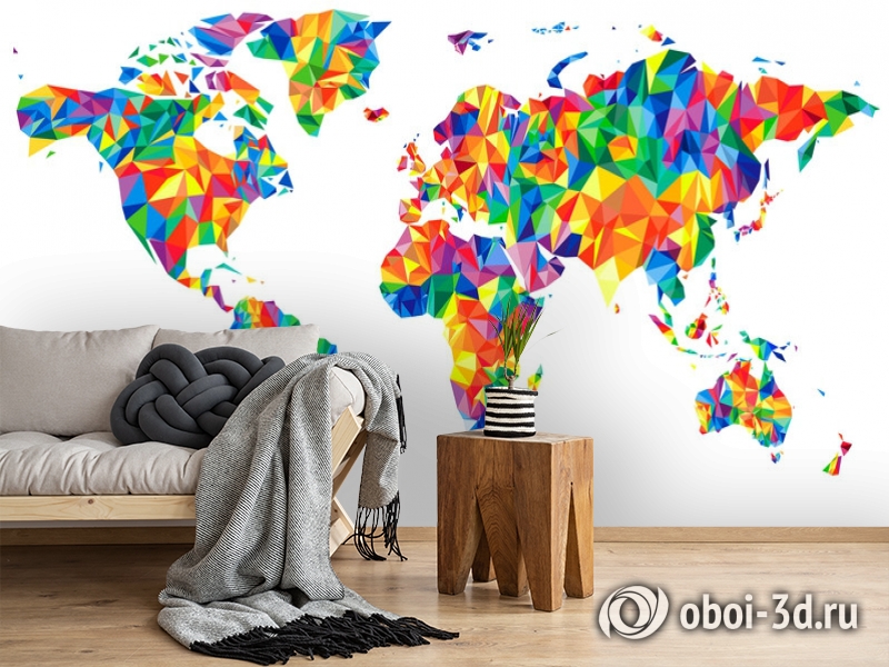 3D Фотообои «Полигональная карта мира» вид 2