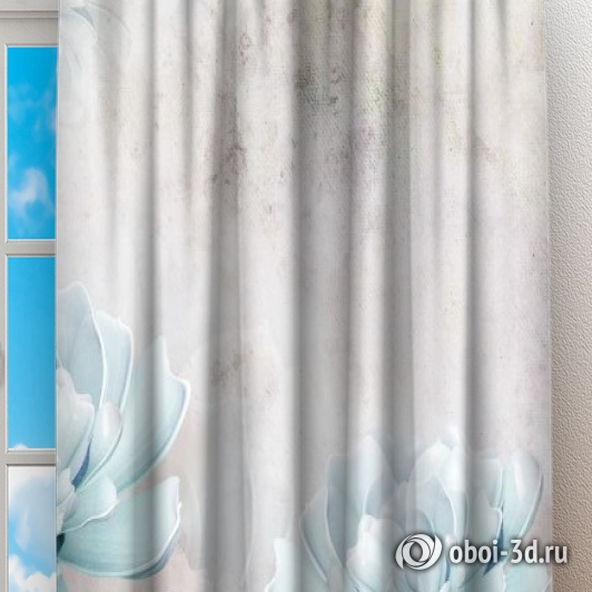 Фотошторы «Нежно-голубые керамические пионы» вид 2