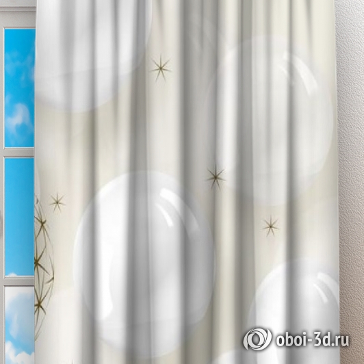 Фотошторы «Одуванчики с глянцевыми шарами» вид 2
