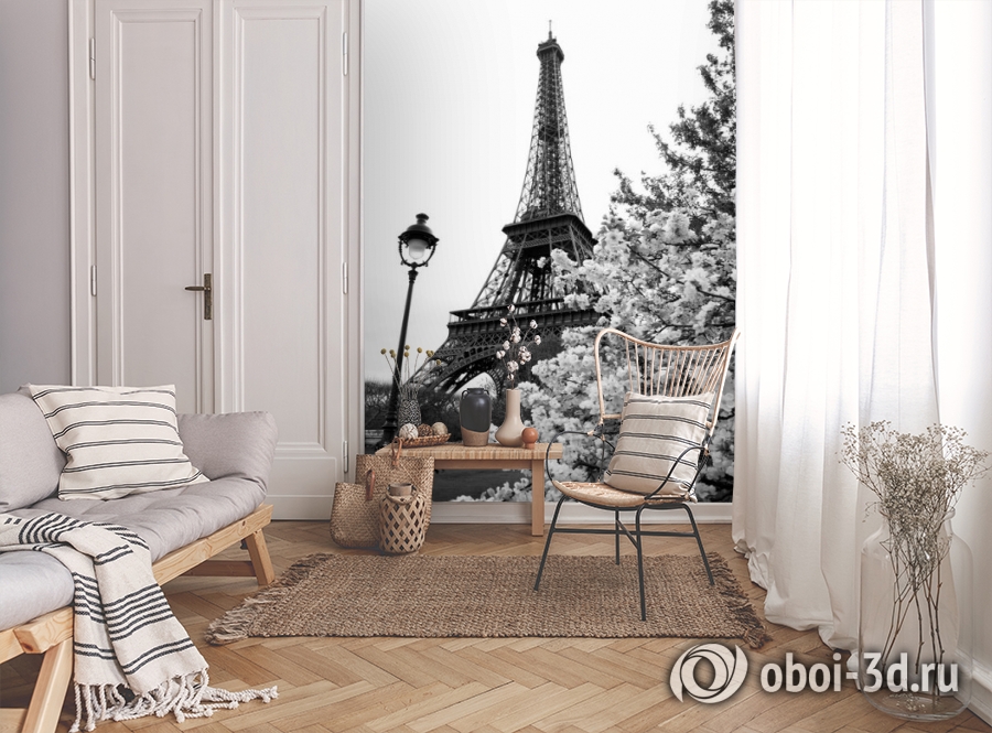 3D Фотообои «Цветущие деревья в Париже» вид 9