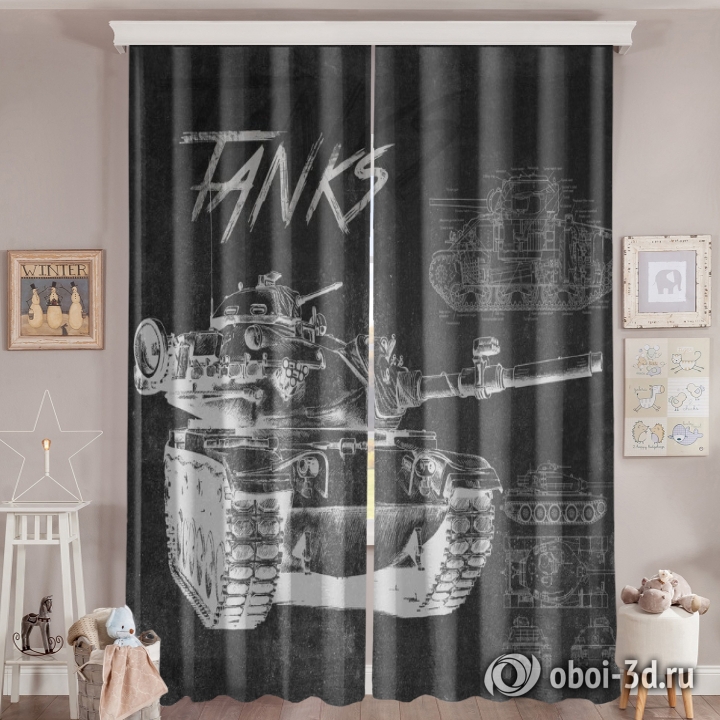 Фотошторы «Танк мелом» вид 6