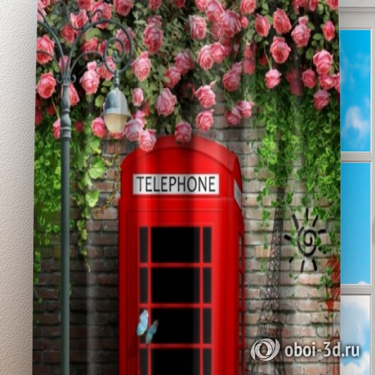 Фотошторы «Телефонная будка с граффити» вид 3