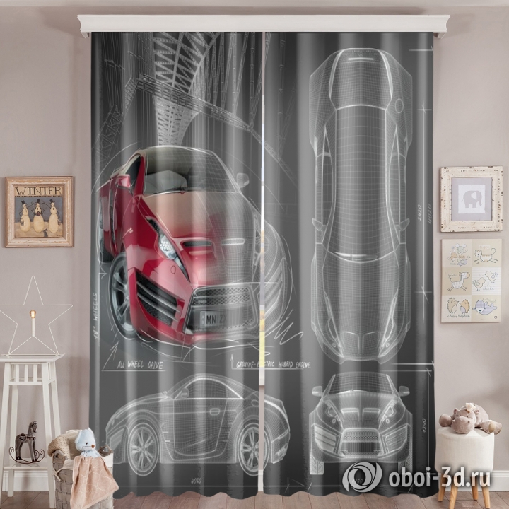 Фотошторы «Красное авто схема» вид 6