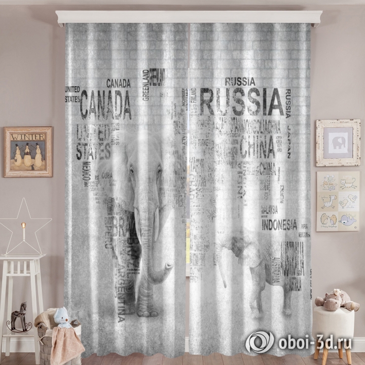 Фотошторы «Карта из слов в стиле лофт» вид 6