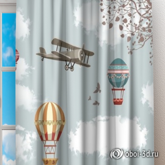 Фотошторы «Воздушные шары с собачками» вид 2