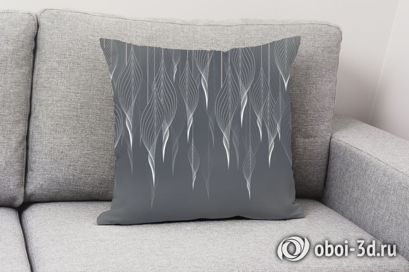 3D Подушка «Ниспадающие ажурные листья в серых тонах» вид 2