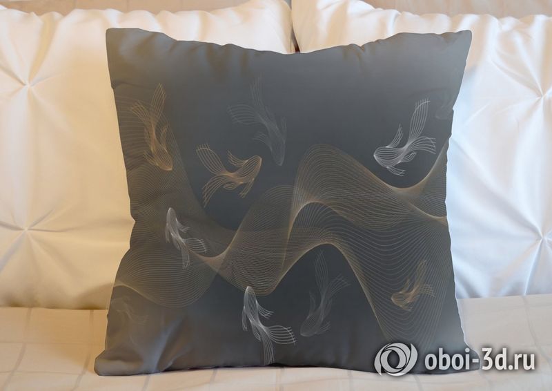 3D Подушка «Золотые волны в тёплых тонах» вид 5