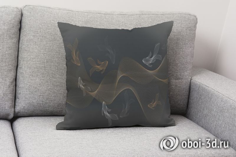 3D Подушка «Золотые волны в тёплых тонах» вид 2