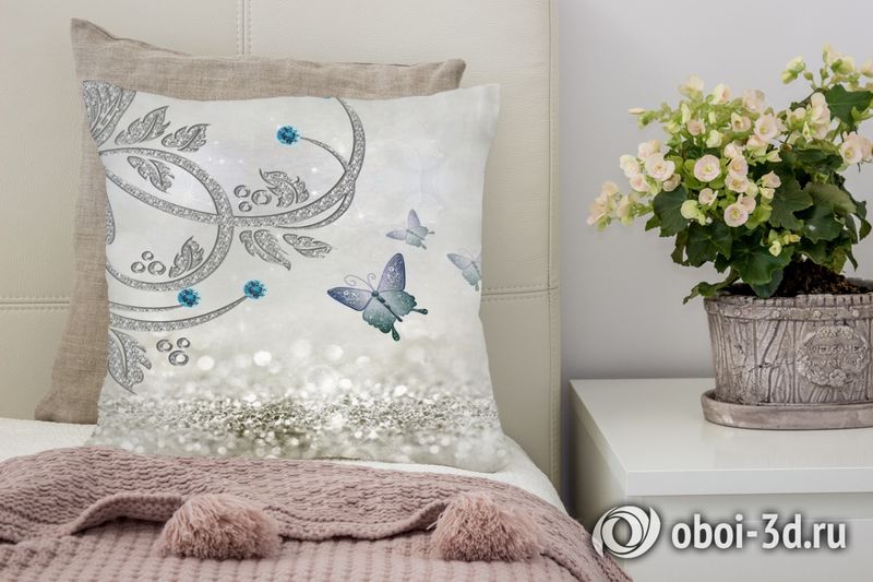 3D Подушка «Сверкающая композиция с бабочками» вид 4