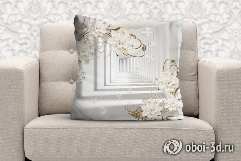 3D Подушка «Тоннель с керамическими цветами» вид 6