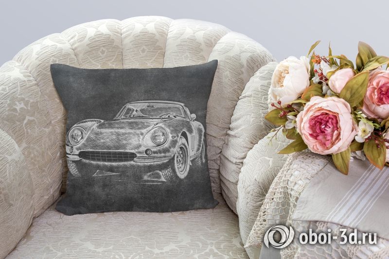 3D Подушка «Авто мелом» вид 3