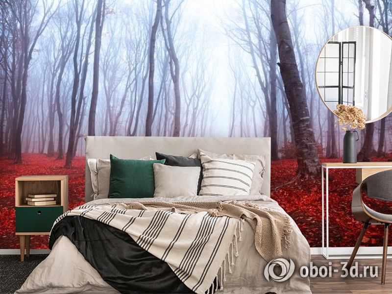 3D Фотообои  «Осенний лес в тумане»  вид 4