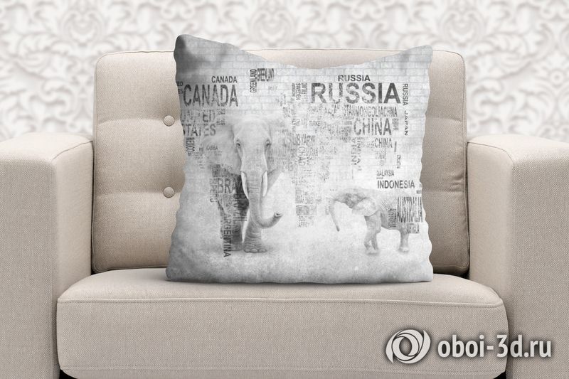 3D Подушка «Карта из слов в стиле лофт» вид 6