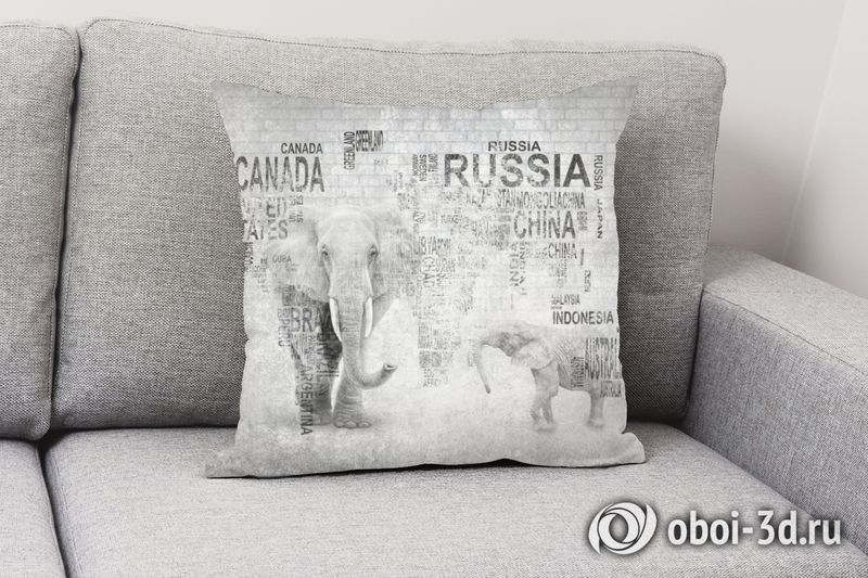 3D Подушка «Карта из слов в стиле лофт» вид 2
